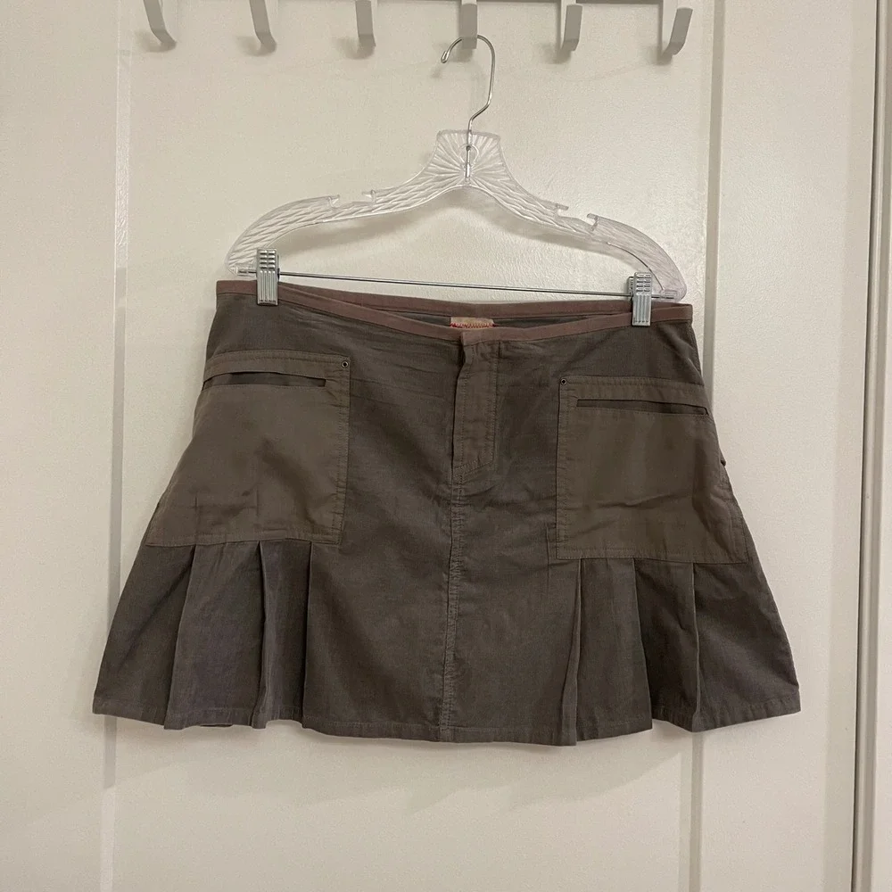 Vintage Y2K Free People Corduroy Mini Gray Skirt Grunge Streetwear Punk